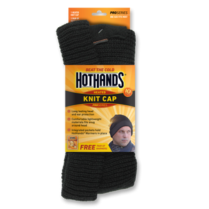 HotHands Black Watch Cap - Includes 2 warmers | HotHands Direct heated watchcap, heated hunting cap, black heated hat