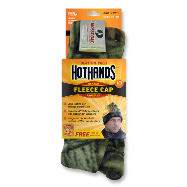HotHands Mossy Oak Camo Watch Cap - Includes 2 warmers | HotHands Direct heated camo cap, heated hat for hunting, knit cap with heat pack